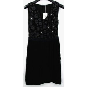 Airfield Designer Dress Black Floral Appliqué Size EU 36 US 4
